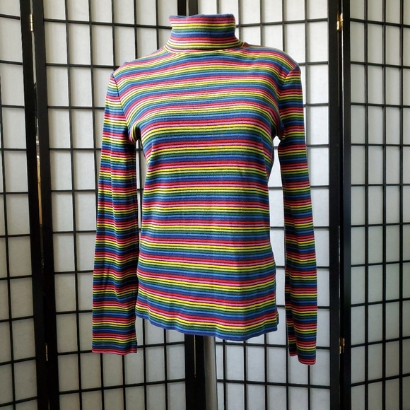 Jones New York Sport Rainbow Turtleneck Size Large - Picture 3 of 11